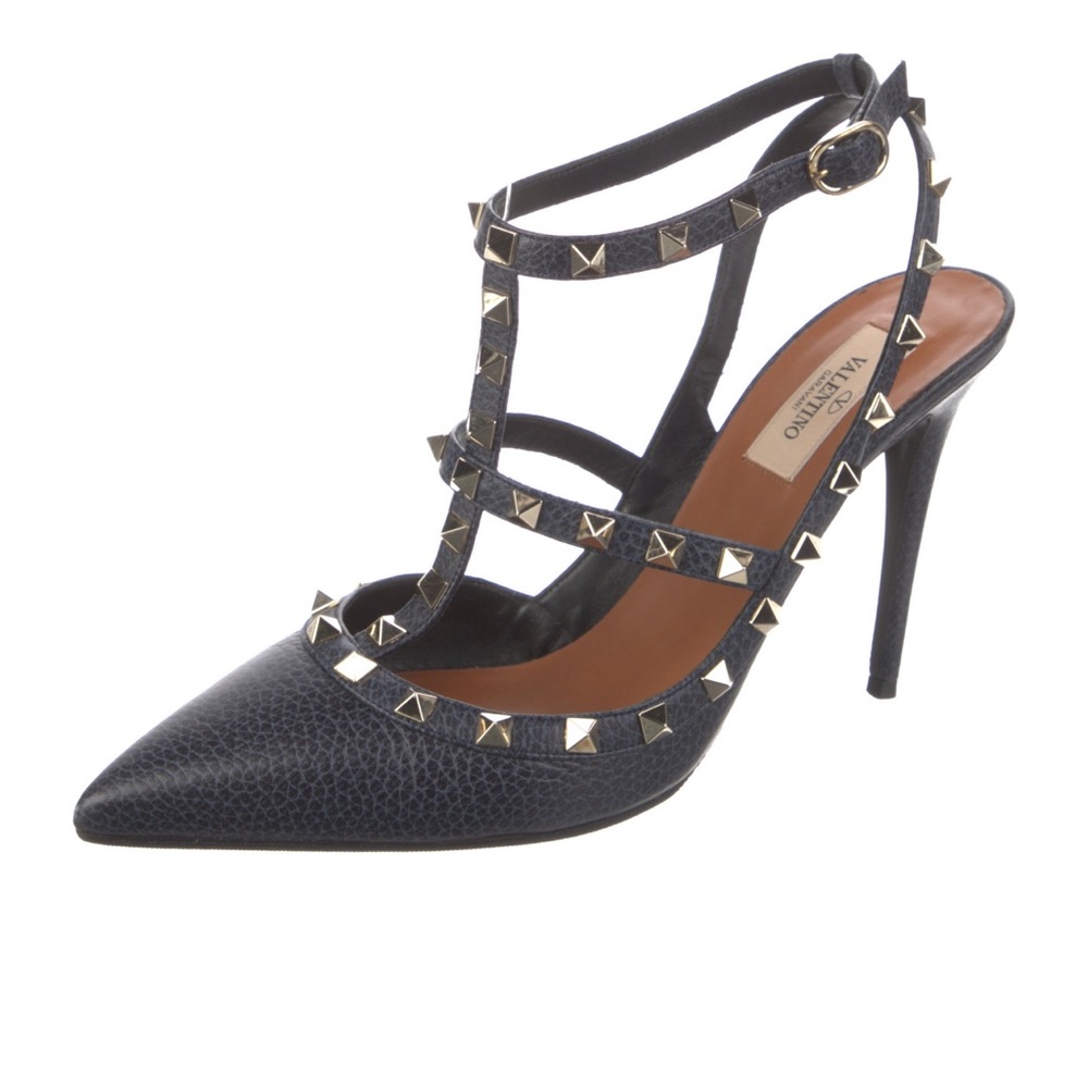 Navy Valentino Rock Stud Pumps